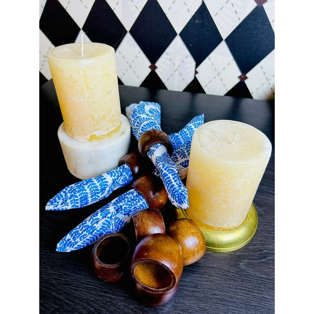 Wooden Napkin Rings Set of 8 Rustic Brown Tabletop Entertaining Organic Boho
